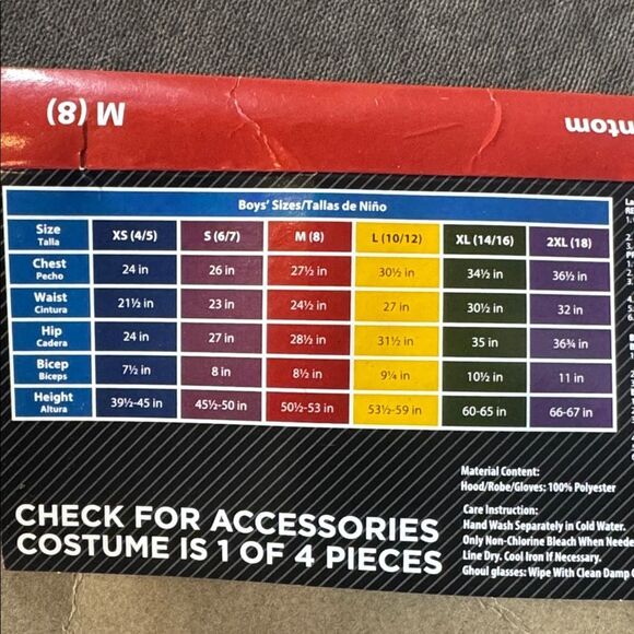 Kids Fade In and Out Phantom Halloween Costume Size M 8 NEW - Picture 5 of 9